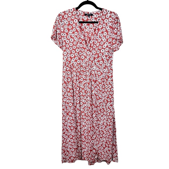 Madewell Clara Midi Dress Falling Daisies Small Russet Burnt Orange - Picture 6 of 16